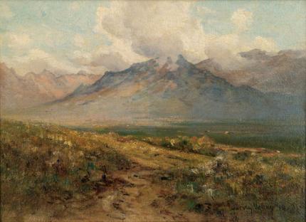 Harvey Otis Young, "View on Green Horn Range Colorado", oil, c. 1900