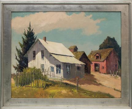 Jon Blanchette, "Untitled (White House)", oil, c. 1955 for sale purchase consign auction denver Colorado art gallery museum