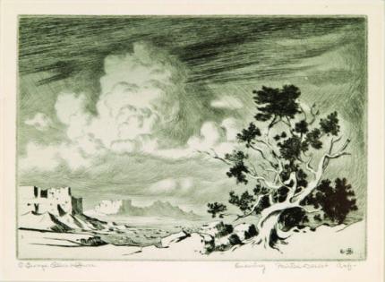 George Elbert Burr, "Evening, Painted Desert Arizona", etching, c. 1920 painting for sale