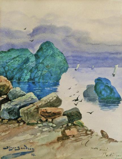 sandzén, Sven Birger Sandzen, "Untitled (Scandinavian Coastline)", watercolor on paper, 1898