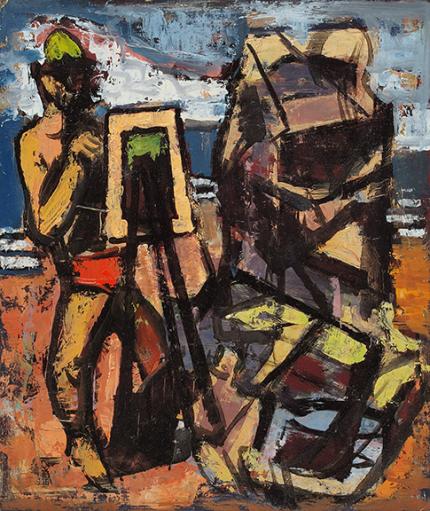 Paul Kauvar Smith, "Untitled (Painter at the Easel)", oil, c. 1945