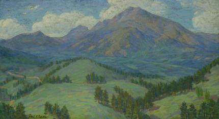 Paul Kauvar Smith, "Untitled (Rocky Mountain Landscape, Colorado)", oil, c. 1930-1950