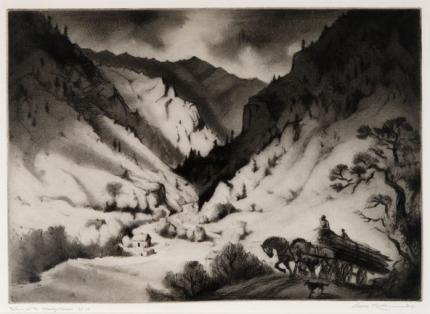 Gene (Alice Geneva) Kloss, "Return of the Wood Gatherer, Edition of 35", etching, 1949