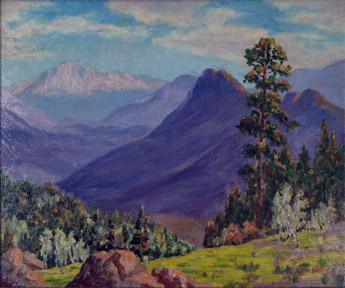 Irene D. Fowler, "Untitled (Mountain Landscape)", oil, c. 1935