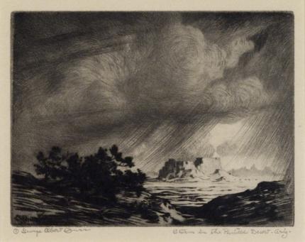George Elbert Burr, "Storm in the Painted Desert, Arizona", etching, c. 1920