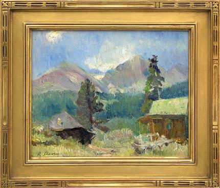 Randall Vernon Davey, "Untitled (Cabin near Estes Park, Colorado)", oil, c. 1927 painting for sale purchase consign auction denver Colorado art gallery museum