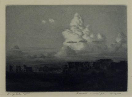George Elbert Burr, "Desert Twilight, Arizona", etching, c. 1920 painting for sale
