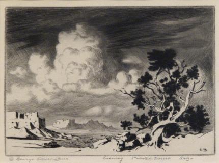 George Elbert Burr, "Evening, Painted Desert, Arizona", etching, c. 1921 painting for sale