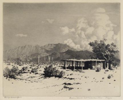 George Elbert Burr, "Indian Homes, Salt River Mountains, Arizona", etching, c. 1921 painting for sale