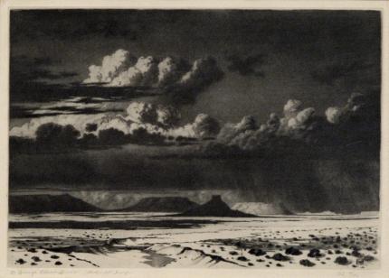 George Elbert Burr, "Arizona Clouds; edition of 40", print (silkscreen, monotype, & other seldom used print processes), c. 1921 painting for sale