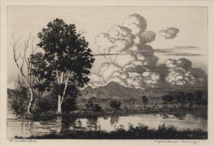 George Elbert Burr, "Arizona Canal, Evening", etching, c. 1925 painting for sale