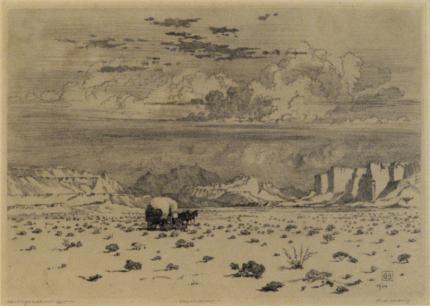 George Elbert Burr, "The Desert", etching, 1914 painting for sale