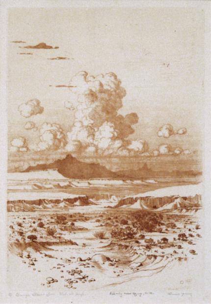 George Elbert Burr, "Evening Near Lamy, New Mexico, trial proof; edition of 40", etching, c. 1921