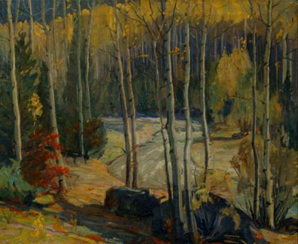 Walter Alexander Bailey, "Taos Mountain and Stream", oil on canvas, c. 1927