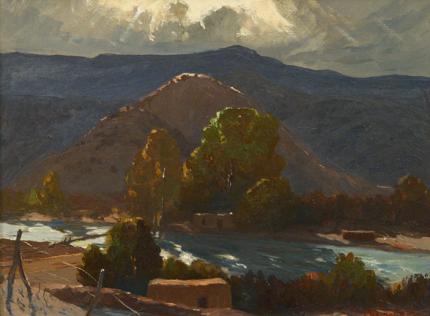Fremont Ellis, "Untitled (Adobes, New Mexico)", oil, c. 1935