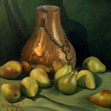 Clayton Henri Staples, "Untitled (Still Life with Copper Pot and Pears", oil on canvas
