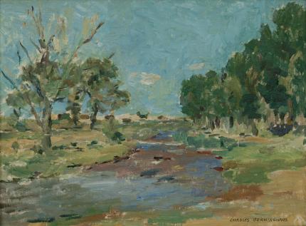 Charles Julius Berninghaus, "New Mexico Landscape", oil, c. 1950