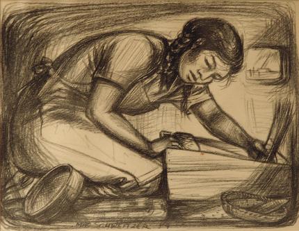 Mary Alice Cox (Mac) Schweitzer, "Untitled", lithograph, 1954