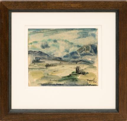 Charles Bunnell, painting, Colorado Mountain Landscape, pikes peak, pike's, manitou, oil, 1963, 1960s, modern, modernist, Fine art, for sale, vintage, original, historic, antique, gallery, art, Denver, Colorado, broadmoor academy, colorado springs fine arts center, charles ragland bunnell