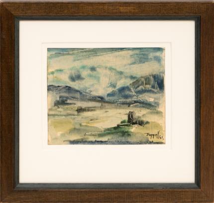 Charles Bunnell, painting, Colorado Mountain Landscape, pikes peak, pike's, manitou, oil, 1963, 1960s, modern, modernist, Fine art, for sale, vintage, original, historic, antique, gallery, art, Denver, Colorado, broadmoor academy, colorado springs fine arts center, charles ragland bunnell 