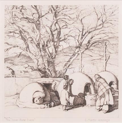 Ernest Martin Hennings, "Indian Bake Ovens; 72/100", lithograph, c. 1940