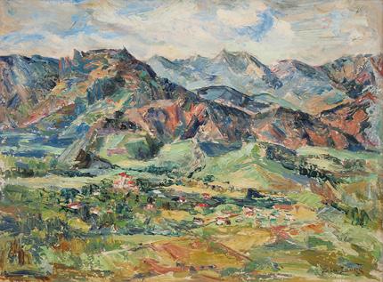 Zola Zaugg, "Untitled (Broadmoor Hotel, Colorado)", oil, c. 1940