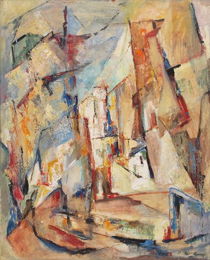 Zola Zaugg, "Evening Harbor", oil, c. 1955