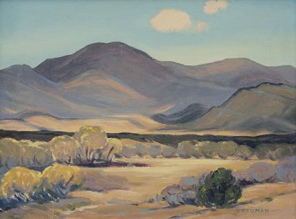 Mildred Pneuman, "Cimarron Valley", oil, mid 20th century