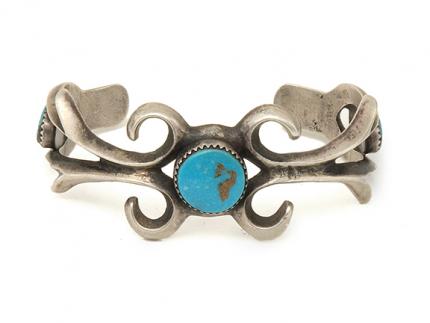 Cuff bracelet, Navajo, mid 20th century, trading post, old pawn turquoise silver sandcast