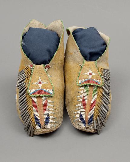 Moccasins, Apache, circa 1880 antique native american indian beadwork for sale