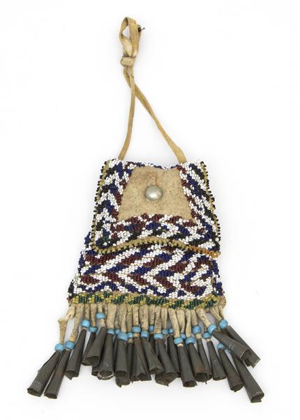 Strike-A-Light Bag, Apache, circa 1890 Pony Bead German Silver pouch 19th century Native American Indian antique vintage art for sale purchase auction consign denver colorado art gallery museum