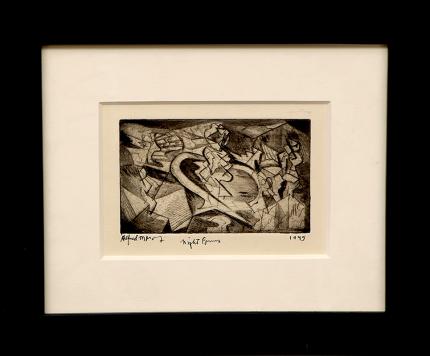 Alfred Morang, night forms, lithograph, 1945, 1940s, modern, black, white, woman, portrait, Art, for sale, Denver, Colorado, gallery, purchase, vintage,