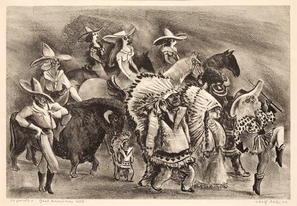 Adolf Dehn, "Good Americans All", lithograph, 1940