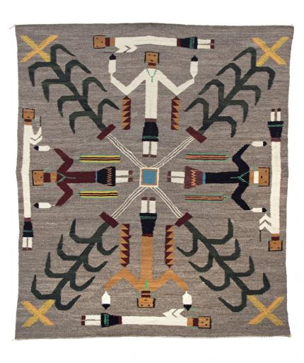 Pictorial Weaving, Navajo, circa 1945 sandpainting native american indian antique vintage for purchase sale consignment auction denver colorado art gallery museum