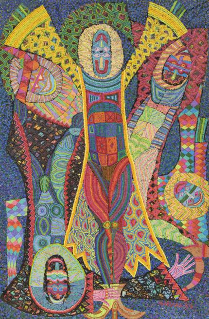Edward Marecak, "Clowns, Jugglers and Acrobats", oil, 1986 abstract painting fine art for sale purchase buy sell auction consign denver colorado art gallery museum
