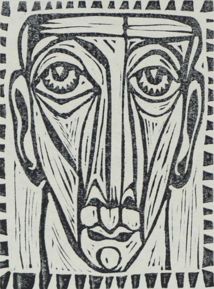 Edward Marecak, Classic Head, woodcut, Woodblock, man, portrait, 1940, 1950, 1960, 1970, Print, modernist, midcentury, modern, abstract, Art, for sale, Denver, Colorado, gallery, purchase, vintage, black, white