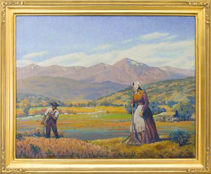 Harold Vincent Skene, "Reaping", oil, 1961 landscape painting fine art for sale purchase buy sell auction consign denver colorado art gallery museum 