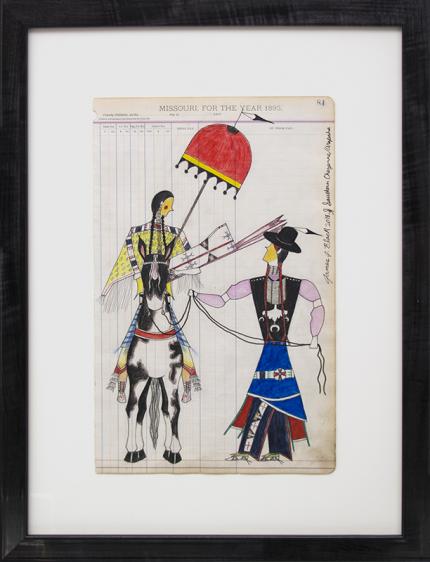 James Black ledger drawing "Out for the Day", colored pencil, 2018 painting fine art for sale purchase buy sell auction consign denver colorado art gallery museum