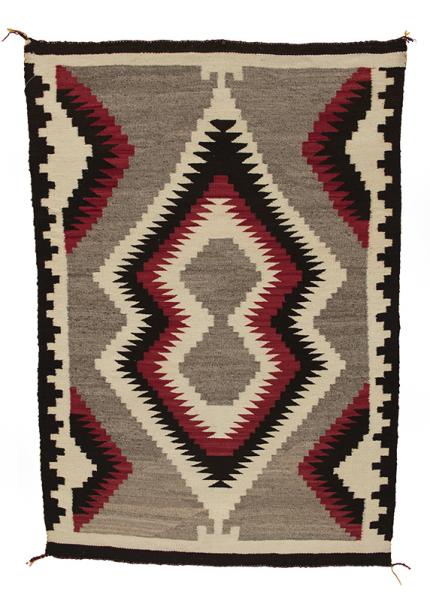 Vintage navajo trading post Rug red white gray black early 20th century 1920s 19th century Native American Indian antique vintage art for sale purchase auction consign denver colorado art gallery museum