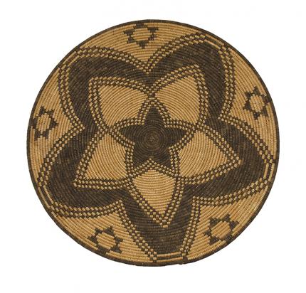 Apache woven tray star sun circa 1900 southwestern basket plaque 19th century Native American Indian antique vintage art for sale purchase auction consign denver colorado art gallery museum