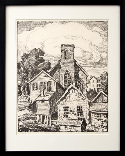 Birger Sandzen, "In Old Central City (Colorado Mining Town)", lithograph, 1933 sven original vintage signed painting fine art for sale purchase buy sell auction consign denver colorado art gallery museum   