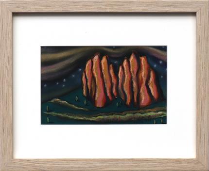 Sushe Felix, Garden of the Gods, colorado springs, painting, pastel, 1988, modern, modernist, trees, rocks, landscape, Art, for sale, Denver, Colorado, gallery, purchase, vintage