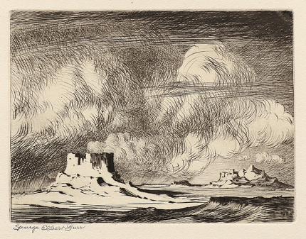 George Elbert Burr, Arizona Storm, etching, circa 1925, engraving, fine art, for sale, denver, gallery, colorado, antique, buy, purchase