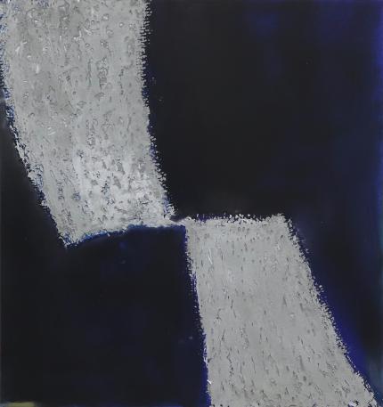 Wilma Fiori, Black and Blue Abstract with Grey Textured Shapes, monotype, circa 1990, Print, modernist, midcentury, modern, abstract, Art, for sale, Denver, Colorado, gallery, purchase, vintage