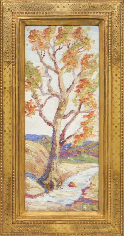 Birger Sandzen, student, school of, Cottonwoods by the Creek, kansas, oil, painting, art, for sale, vintage, 1930, 1920, colorado, denver, gallery, buy, purchase