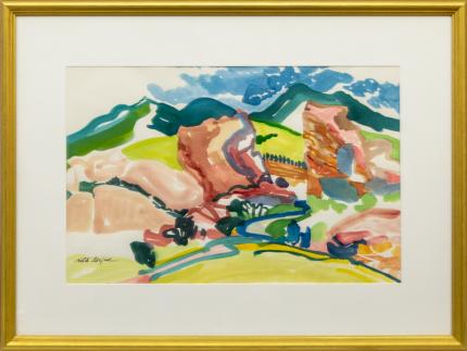 Rita Derjue, Red Rocks, Colorado, amphitheater, park, landscape, painting, watercolor, morrison, woman, artist, female, modern, Fine art, art, for sale, buy, purchase, Denver, Colorado, gallery, historic, antique, vintage, artwork, original, authentic