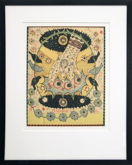 Tony Fitzpatrick, "Hand of Ishmael", mixed media, 1997 painting fine art for sale purchase buy sell auction consign denver colorado art gallery museum