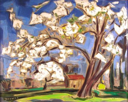 Werner Drewes, "Spring", oil on canvas, d. 1956