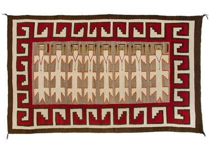 Vintage Navajo Yei Rug pictorial weaving yeibichai corn 1930s 19th century Native American Indian antique vintage art for sale purchase auction consign denver colorado art gallery museum