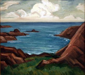 Carl Eric Olaf Lindin, "Untitled (Coastline)", oil on canvas, 1937